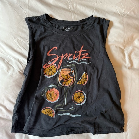 Z Supply Black Spritz Graphic Muscle Tee - Picture 1 of 2
